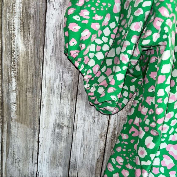 Michelle McDowell Green Leopard Blouse - Picture 4 of 6